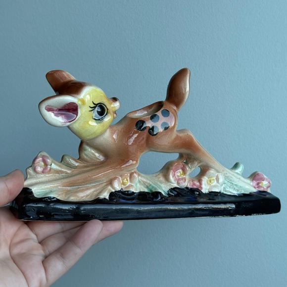 Other - Vintage Wall Pocket Ceramic Bambi Fawn Deer Figurine Flower Planter